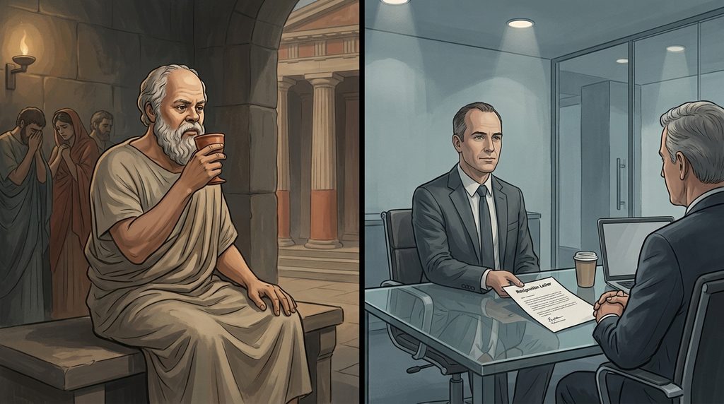 Socrates drinking poison hemlock trial illustration